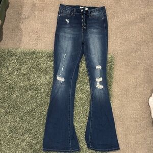 YMI Distressed Blue Flare Jeans
